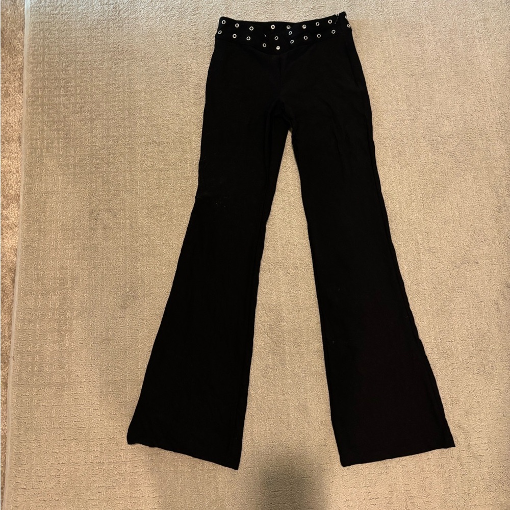 Princess Polly Black boot cut pant  with Silver Accents size 2